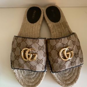 GG matelassé canvas espadrille sandal